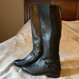 Cole Haan Women to the knee  black leather boots.